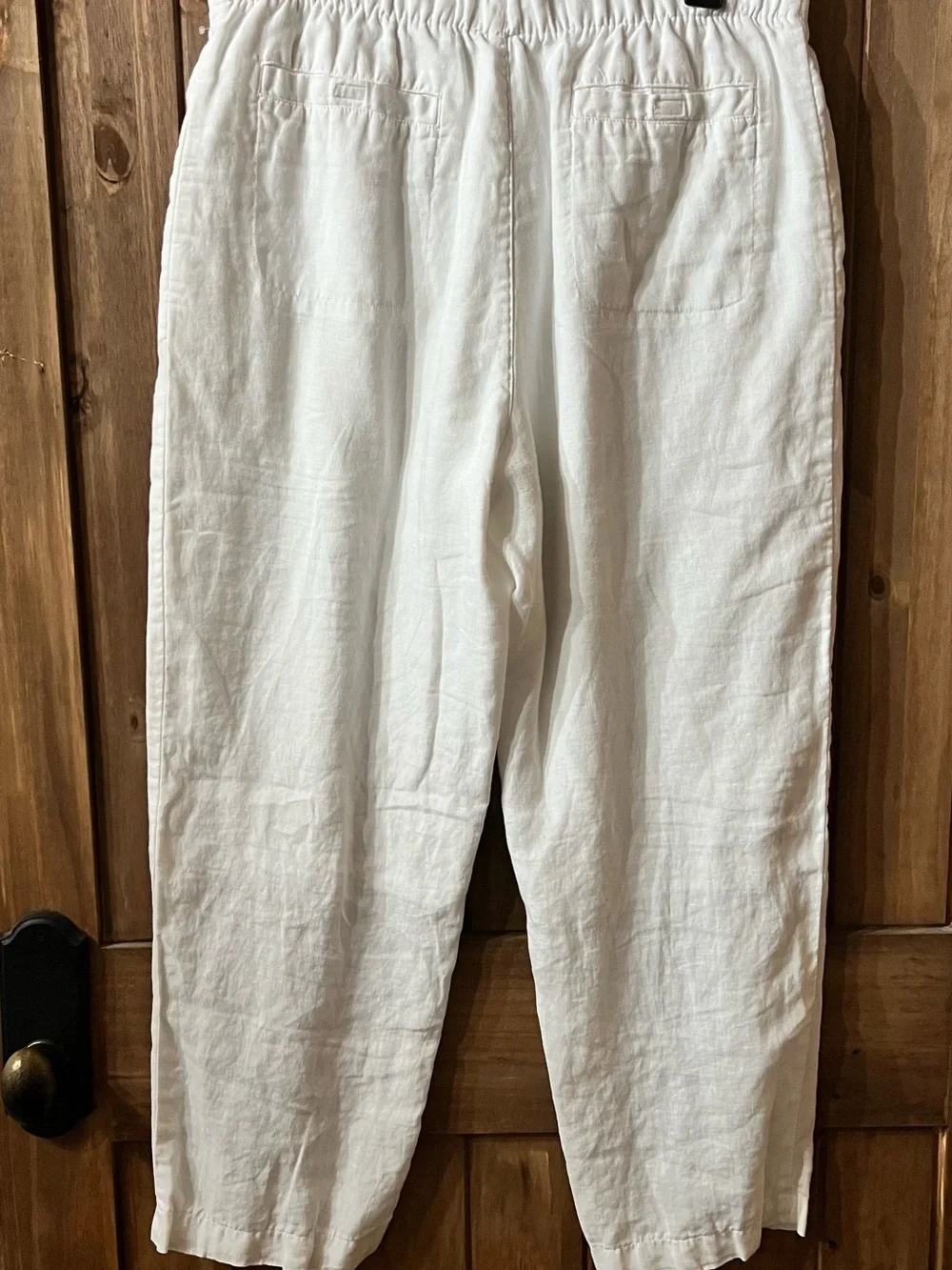 White Linen Drawstring Pants
